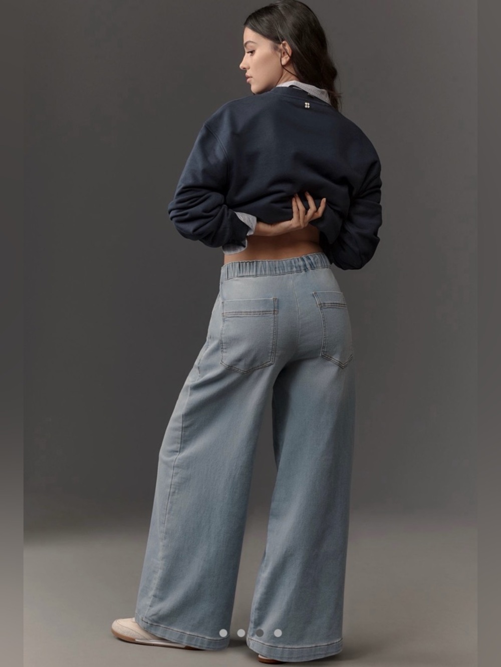 Pilcro Denim Knit Pull on High Rise Wide Leg Jeans Size S - Picture 3 of 8
